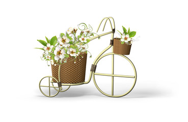 bicycle with apple tree flowers