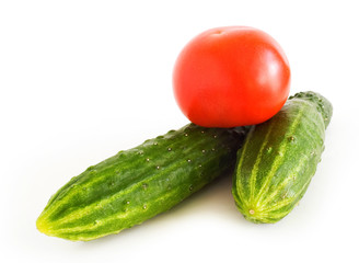 fresh cucumbers and tomatoes