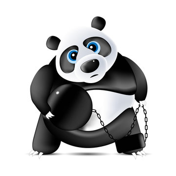 panda avec boulet et chaîne
