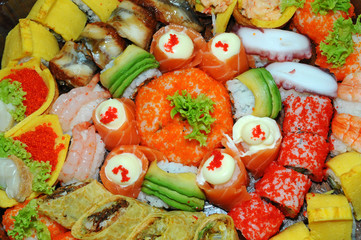Layout Of Assortment Of Japanese Sushi