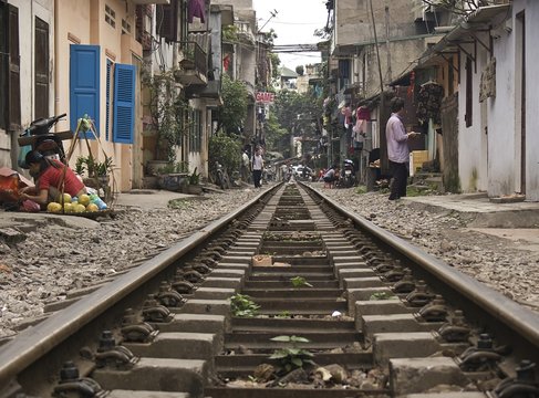 Bahnstrecke in Hanoi,Vietnam