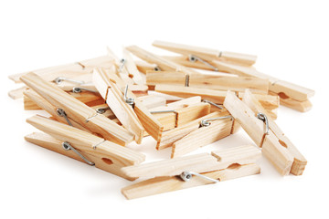 Heap of old style wooden clothes-pegs