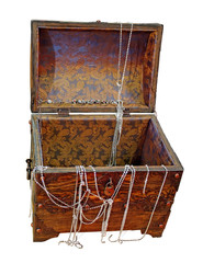 trunk with treasures with clipping path