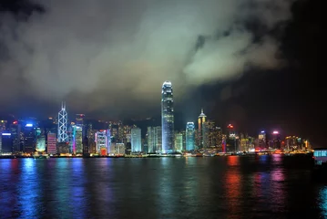 Raamstickers China, Hong Kong night view © claudiozacc
