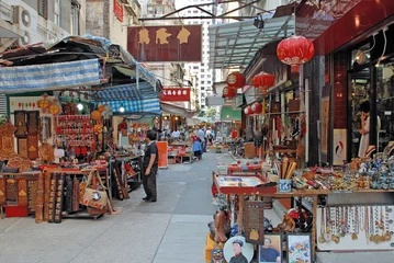Fotobehang Hong-Kong China, antiekmarkt in Hong Kong