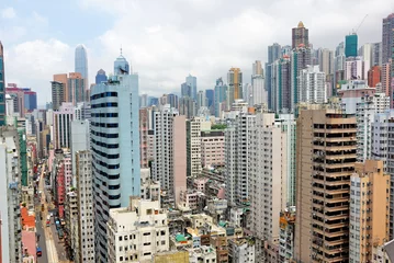 Rideaux velours Hong Kong Chine, gratte-ciel du centre de Hong Kong