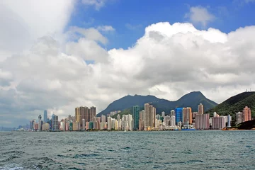 Fotobehang China, Hong Kong waterfront buildings © claudiozacc