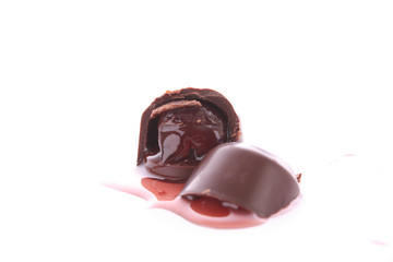 Sliced chocolate isolated