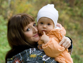 Mother and baby on a hike