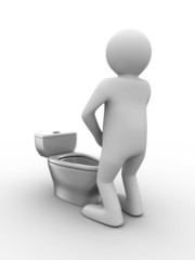 man and toilet bowl. Isolated 3D image