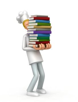 Chef With A Stack Of Books