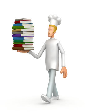 Chef With A Stack Of Books