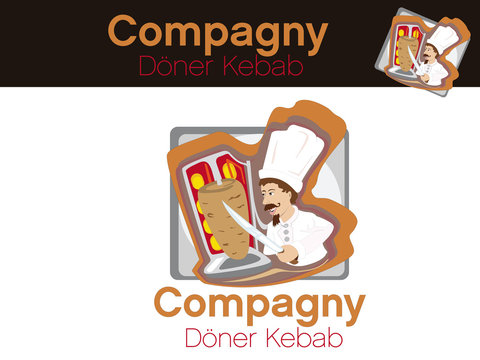 doner kebab, illustration vectorielle d'un cuisinier