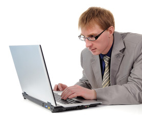 man and gray laptop