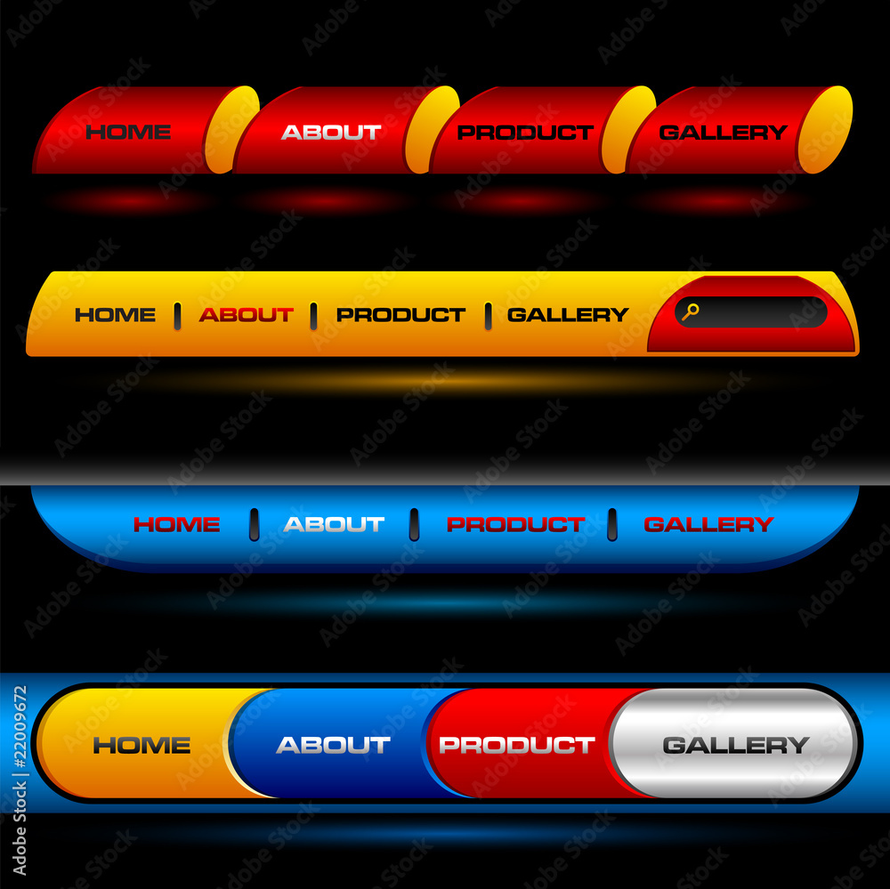 Wall mural editable website vector buttons