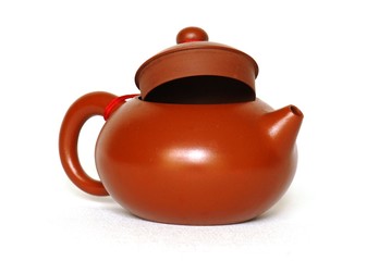 Chinese teapot against white background