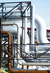 Pipes, tubes, cables and equipment at a power plant