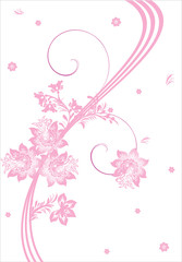 pink flowers and lines illustration