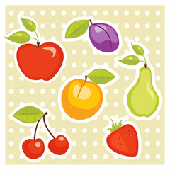 Fruit stickers vector illustration