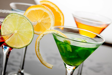 Green cocktail drink