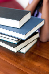 Close-up of a stack of books