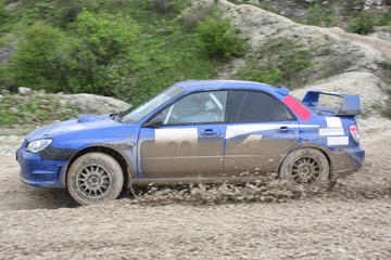 Obraz na płótnie Canvas Rally blue car
