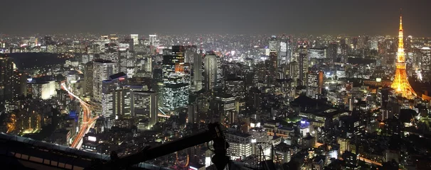 Foto op Aluminium Verlicht Tokyo City in Japan & 39 s nachts van hoog boven © Achim Baqué