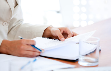Close-up of a businessman studying a contract