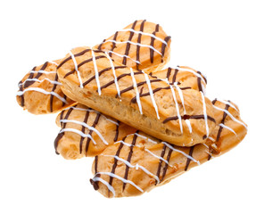 Eclairs dessert isolated on white