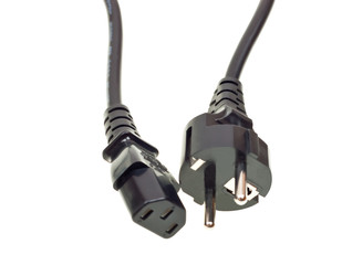 Close-up power cord isolated on white