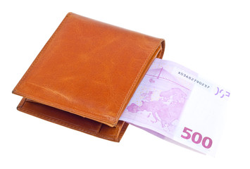 Wallet with money isolated on white
