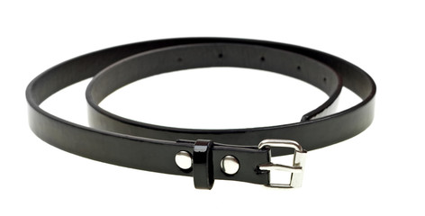 Obraz premium Black leather womens belt isolated on white