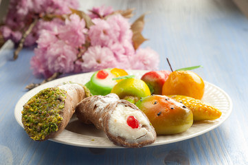 mix of sicily traditional dessert on dish