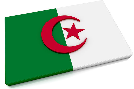 3D Algeria Flag Button