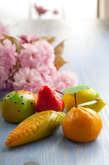 mix marzipan fruits sicily traditional dessert
