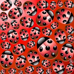 Coccinelle Porta Fortuna Sfondo-Ladybirds Background-Vector