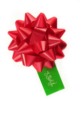 Red Gift Bow with Tag