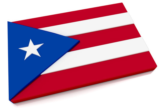 3D Puerto Rico Flag Button