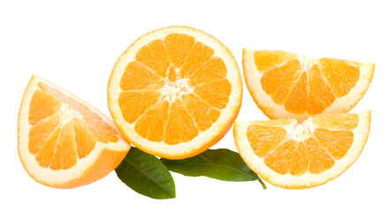 orange peaces with leaves