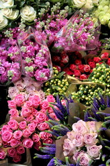 Flowers at a flower shop in Bologna Italy