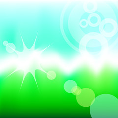Fototapeta premium Green background with light flash