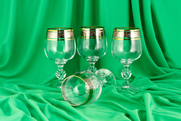 Tall wine-glasses of Bohemian glass