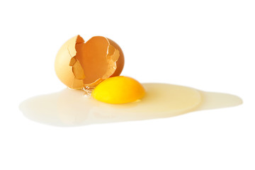 Broken egg isolated on white