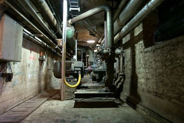 Pipes, tubes, cables and equipment at a power plant