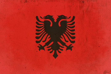 flag of albania - old and worn paper style