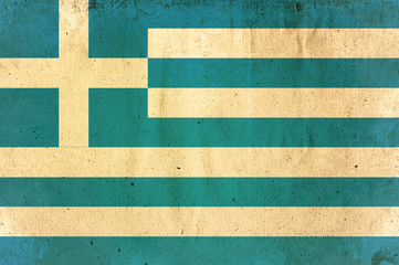 flag of greece - old and worn paper style