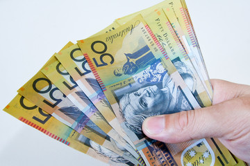Handful of Australian fifty dollar notes