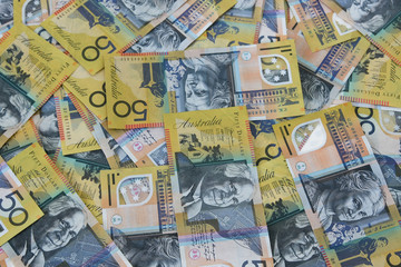 Australian fifty dollar notes everywhere.