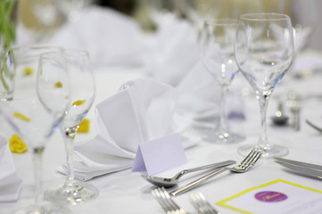 Empty place card on the festive table
