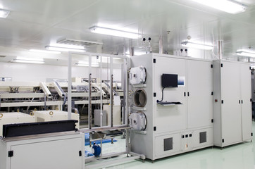 Automated production line in modern Solar silicon factory - obrazy, fototapety, plakaty